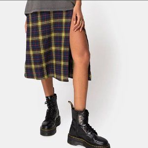 Plaid Slit Skirt